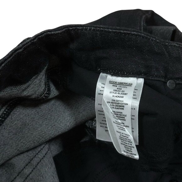 GOOD AMERICAN Good Legs Jeans 8/29 Skinny Black218 Wash Raw Hem Style GL336BT - Picture 13 of 14